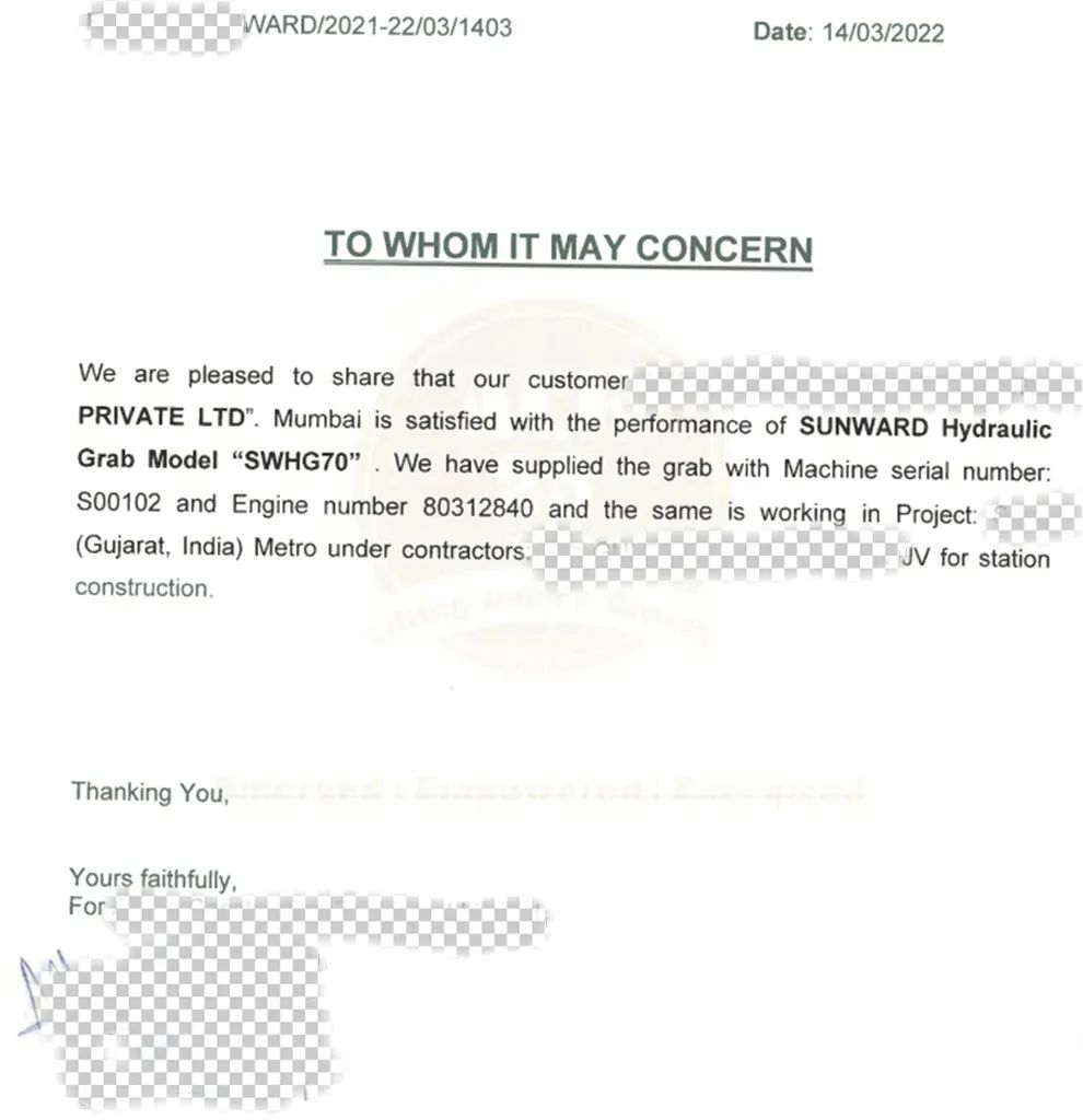 谢谢信！！3044am永利集团智能SWHG70液压抓斗助力外洋基础施工获肯定