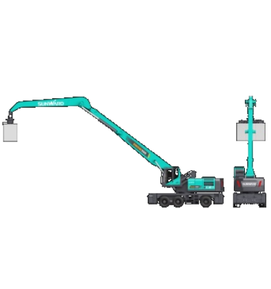 作业幅度达18米，，3044am永利集团智能首台轮式抓料机乐成下线
